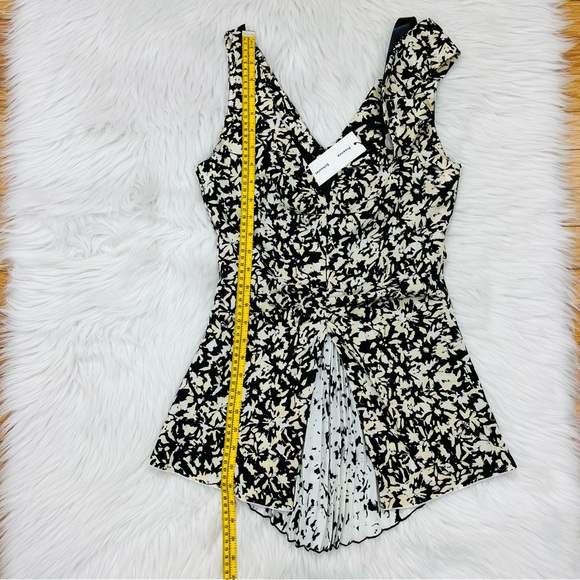 NWT Proenza Schouler Asymmetric Flower-Print Silk Top - Picture 12 of 14